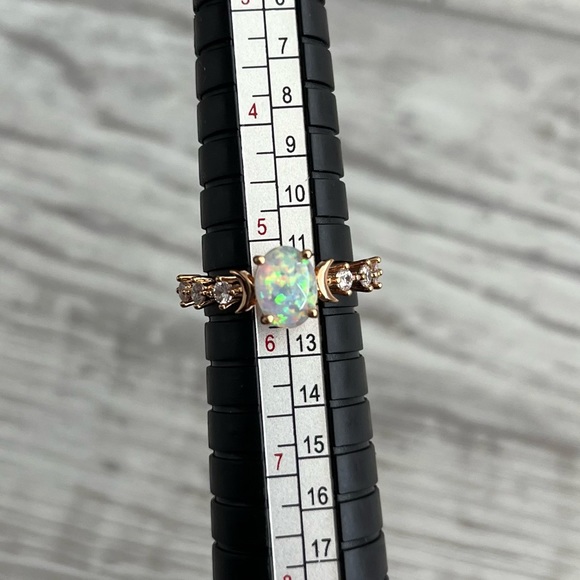 Crystal Crescent Moon Ring - Size 5.5 - Picture 2 of 4
